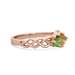 Peridot Heart To Heart Braid 14K Rose Gold ring R5870