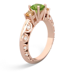 Peridot Art Deco Eternal Embrace Engagement 14K Rose Gold ring C2003