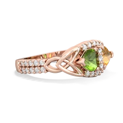 Peridot Sparkling Celtic Knot 14K Rose Gold ring R2645