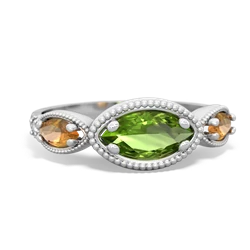 Peridot Milgrain Marquise 14K White Gold ring R5700