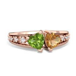 Peridot Heart To Heart 14K Rose Gold ring R3342