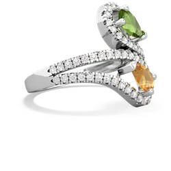 Peridot Diamond Dazzler 14K White Gold ring R3000