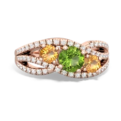 Peridot Three Stone Aurora 14K Rose Gold ring R3080