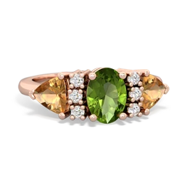 Peridot Antique Style Three Stone 14K Rose Gold ring R2186