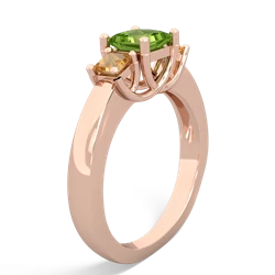 Peridot Three Stone Trellis 14K Rose Gold ring R4015