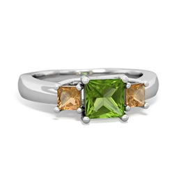 Peridot Three Stone Trellis 14K White Gold ring R4015