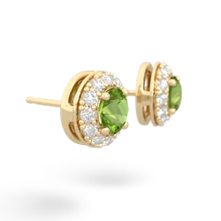 Peridot Diamond Halo 14K Yellow Gold earrings E5370