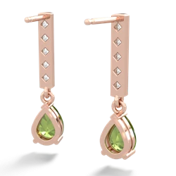 Peridot Art Deco Diamond Drop 14K Rose Gold earrings E5324