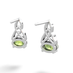 Peridot Celtic Trinity Knot 14K White Gold earrings E2389