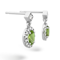 Peridot Antique-Style Halo 14K White Gold earrings E5720