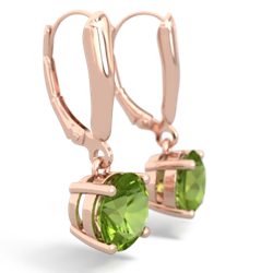 Peridot 8Mm Round Lever Back 14K Rose Gold earrings E2788