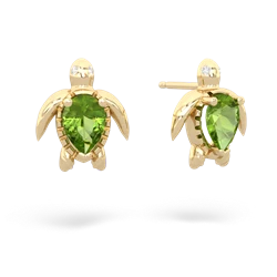 Peridot Baby Sea Turtle 14K Yellow Gold earrings E5241