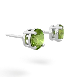 Peridot 6Mm Round Stud 14K White Gold earrings E1786