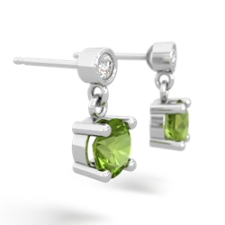 Peridot Diamond Drop 6Mm Round 14K White Gold earrings E1986