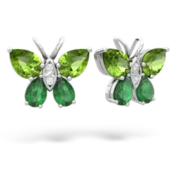 Peridot Butterfly 14K White Gold earrings E2215