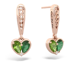 Peridot Filligree Heart 14K Rose Gold earrings E5070