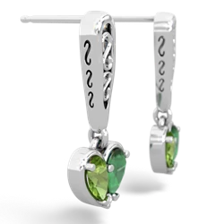 Peridot Filligree Heart 14K White Gold earrings E5070