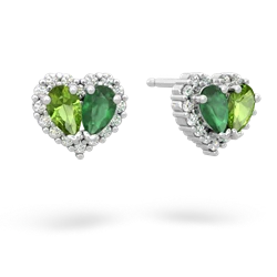 Peridot Halo 14K White Gold earrings E7008