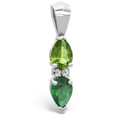 Peridot Bowtie Drop 14K White Gold pendant P0865