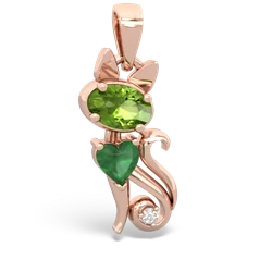 Peridot Kitten 14K Rose Gold pendant P5780