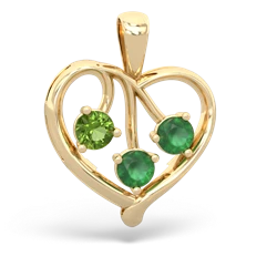 Peridot Glowing Heart 14K Yellow Gold pendant P2233