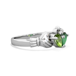 Peridot 'Our Heart' Claddagh 14K White Gold ring R2388