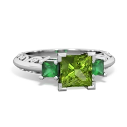 Peridot Eternal Embrace Engagement 14K White Gold ring C2001