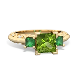 Peridot Eternal Embrace Engagement 14K Yellow Gold ring C2001