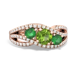 Peridot Three Stone Aurora 14K Rose Gold ring R3080