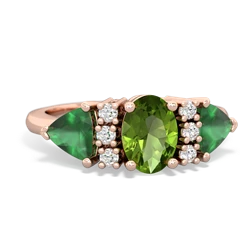 Peridot Antique Style Three Stone 14K Rose Gold ring R2186