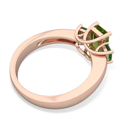 Peridot Three Stone Emerald-Cut Trellis 14K Rose Gold ring R4021