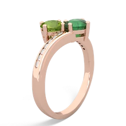 Peridot Channel Set Two Stone 14K Rose Gold ring R5303