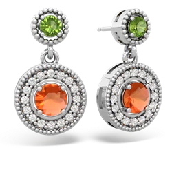 Peridot Halo Dangle 14K White Gold earrings E5319