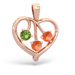 Peridot Glowing Heart 14K Rose Gold pendant P2233