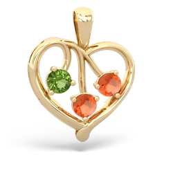 Peridot Glowing Heart 14K Yellow Gold pendant P2233