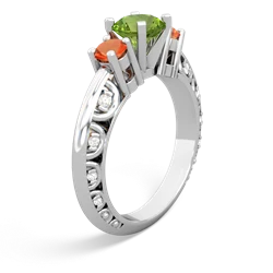 Peridot Art Deco Eternal Embrace Engagement 14K White Gold ring C2003