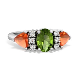 Peridot Antique Style Three Stone 14K White Gold ring R2186