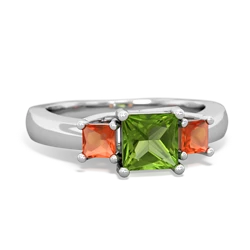 Peridot Three Stone Trellis 14K White Gold ring R4015