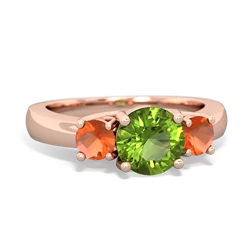 Peridot Three Stone Round Trellis 14K Rose Gold ring R4018