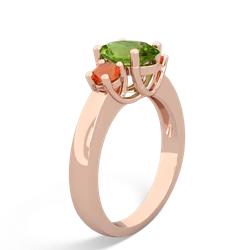 Peridot Three Stone Oval Trellis 14K Rose Gold ring R4024