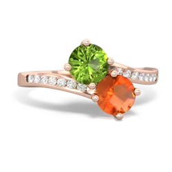 Peridot Channel Set Two Stone 14K Rose Gold ring R5303