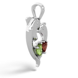 Peridot Dolphin Heart 14K White Gold pendant P5820