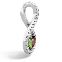 Peridot Pave Twist 'One Heart' 14K White Gold pendant P5360