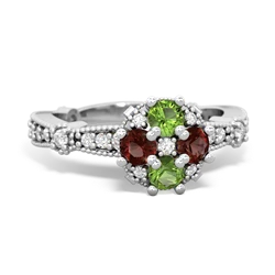 Peridot Sparkling Tiara Cluster 14K White Gold ring R26293RD