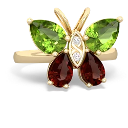 Peridot Butterfly 14K Yellow Gold ring R2215