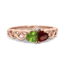 Peridot Heart To Heart Braid 14K Rose Gold ring R5870