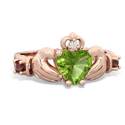 Peridot Claddagh Keepsake 14K Rose Gold ring R5245