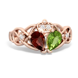 Peridot 'One Heart' Celtic Knot Claddagh 14K Rose Gold ring R5322