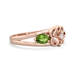 Peridot Hearts Intertwined 14K Rose Gold ring R5880