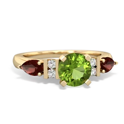 Peridot 6Mm Round Eternal Embrace Engagement 14K Yellow Gold ring R2005